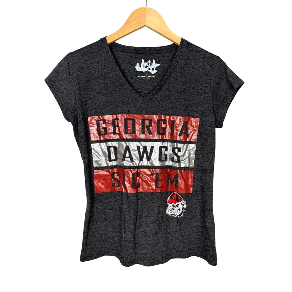 UGA Women's Touch by Alyssa Milano Gray Georgia Dawgs V-Neck Tee M